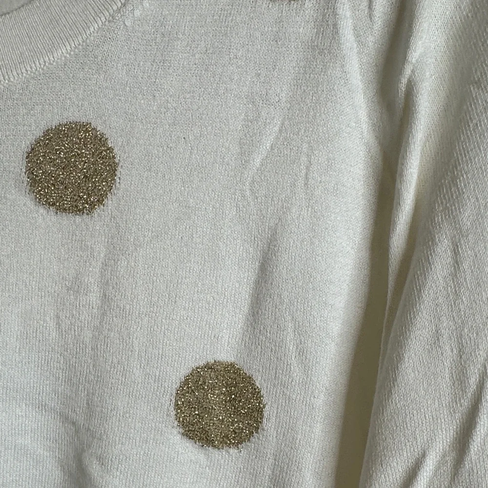 J. Crew Cream Knit Sweater with Gold Metallic Dots Size XXL